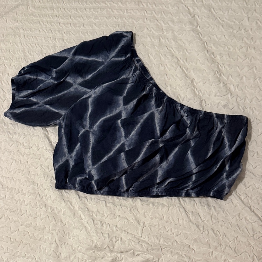 One-Shoulder Blue Top